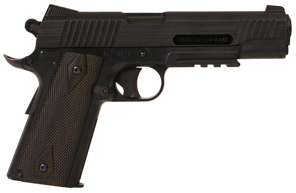 PISTOLET COLT 1911 RAIL BLACKNED CO2 CULASSE FIXE