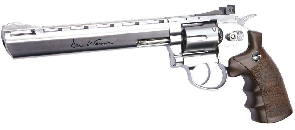 REVOLVER ASG DAN WESSON 8" SILVER BOIS CO2 A DOUILLES