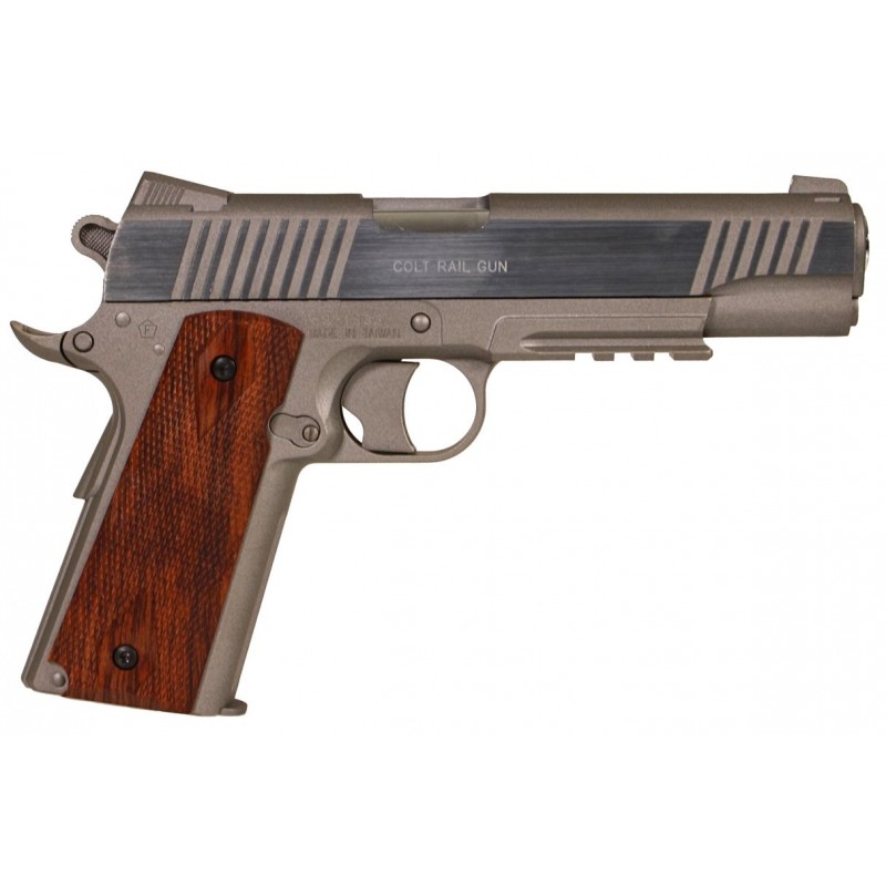 PISTOLET COLT 1911 RAIL STAINLESS CO2 CULASSE FIXE